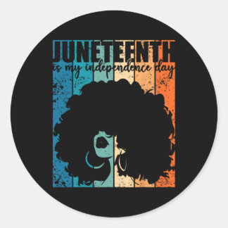 Juneteenth My Independence Day Retro Afro Women Me Ronde Sticker