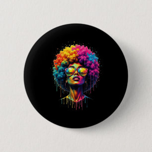 Juneteenth Queen Afro Melanin Drip Black Pride Ronde Button 5,7 Cm
