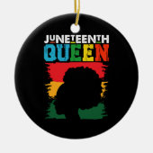 Juneteenth Queen Zwart Afro Melanine Meisje Keramisch Ornament (Voorkant)