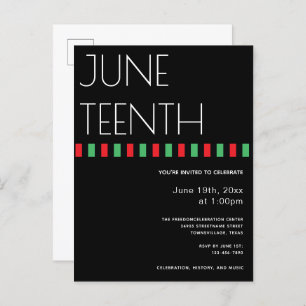 Juneteenth Red Black Green Freedom Uitnodiging Briefkaart