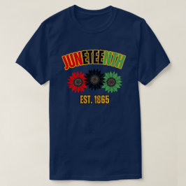 Juneteenth Rode Zwarte Groene Zonnebloemen T-shirt