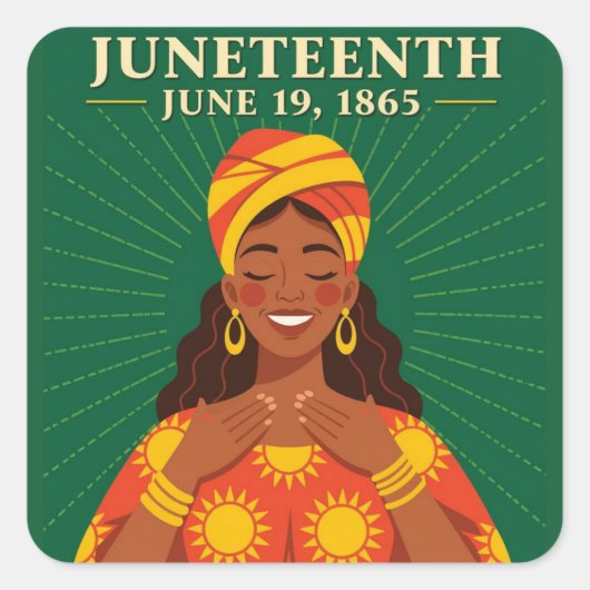 Juneteenth Square Sticker (Voorkant)