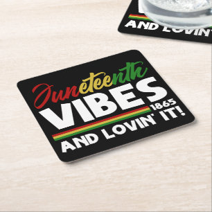 Juneteenth Vibes - Vrijheidsdag 1865 Zwarte geschi Vierkante Kartonnen Onderzetter