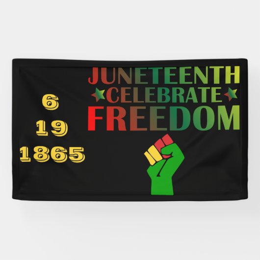 Juneteenth Vier Vrijheid Solidariteit 1865 Spandoek (Horizontaal)