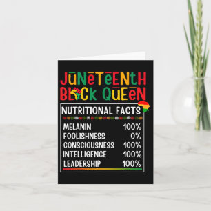 Juneteenth Womens Black Queen Nutritional Facts fo Kaart