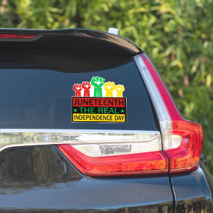 Juneteenth Woordkunst Auto Sticker in Pan Afrika K