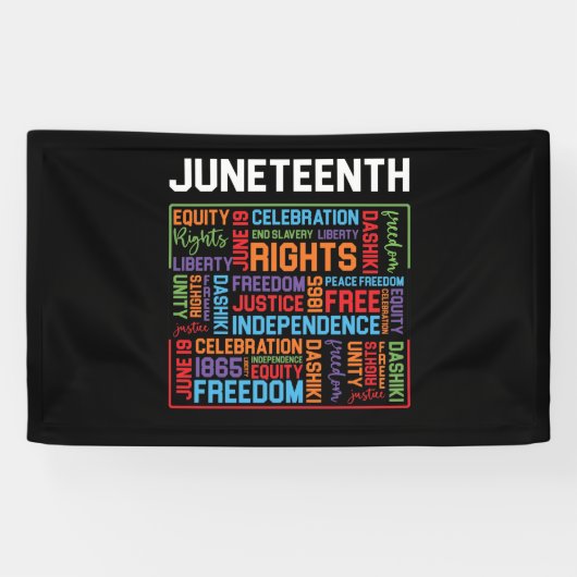 Juneteenth Words Black History American African Spandoek (Horizontaal)