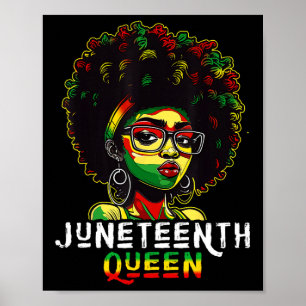 Juneteenth Zwart Melanine Koningin Natuurlijk Afro Poster