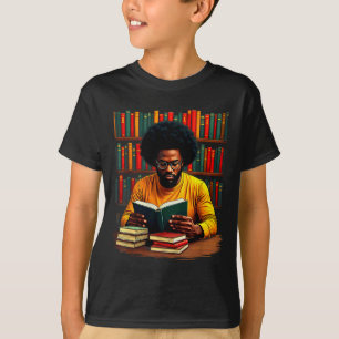 Juneteenth zwarte man leest boeken t-shirt