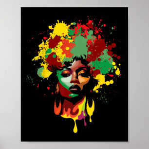 Juneteenth Zwarte Vrouw Afro Koningin Melanine Ver Poster