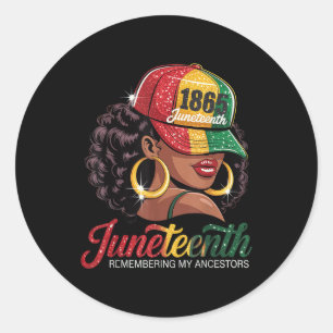 Juneteenth Zwarte Vrouwen Meisjes Herinneren Mijn Ronde Sticker