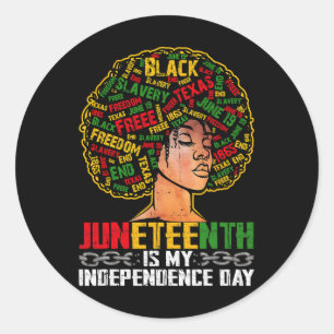 Junetetiende is mijn Onafhankelijkheidsdag Zwarte Ronde Sticker