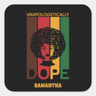 Junetetiende   Unapologetische helling   Afro Woma Vierkante Sticker