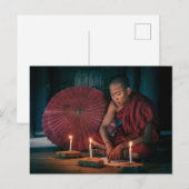Junger Mönch in den Tempeln von Bagan Postkarte Briefkaart (Voorkant / Achterkant)