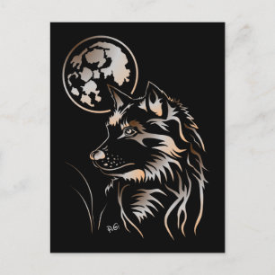 junger träumender Wolf Postkarte Briefkaart