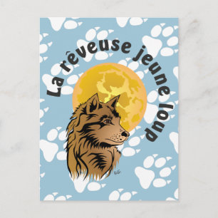 junger träumender Wolf Postkarte Briefkaart