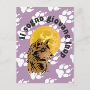 junger träumender Wolf Postkarte Briefkaart