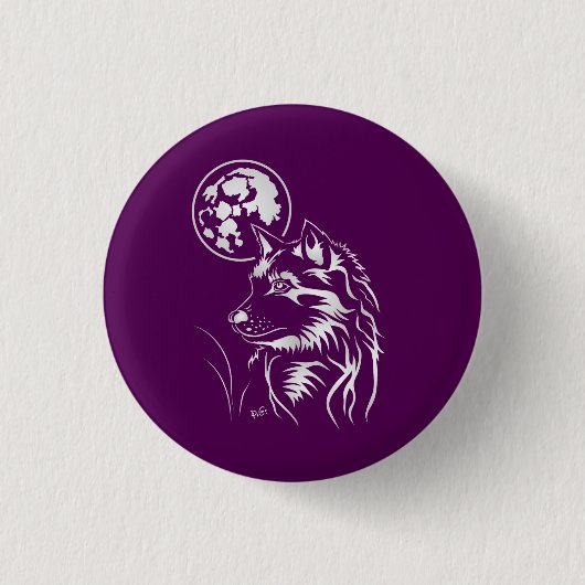 junger träumender Wolf Ronde Button 3,2 Cm (Voorkant)