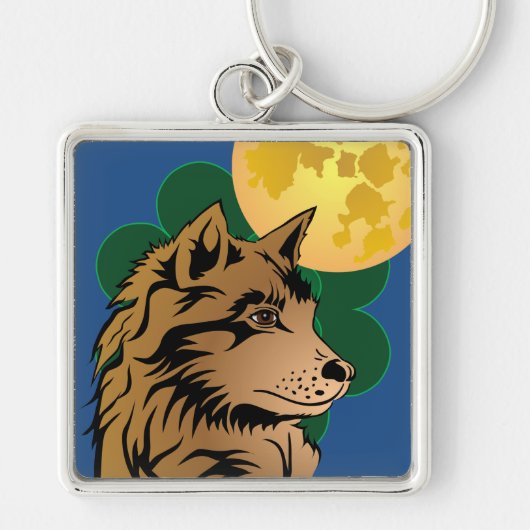 junger träumender Wolf Sleutelhanger (Voorkant)