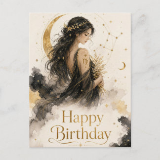 Jungfrau Happy Birthday Aquarell Design Briefkaart
