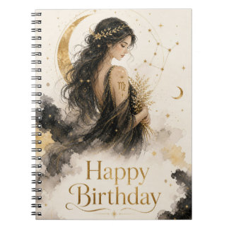 Jungfrau Happy Birthday Aquarell Design Notitieboek