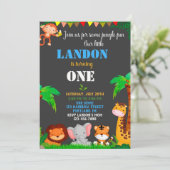 Jungle 1er anniversaire invitation Wild one invita (Debout devant)