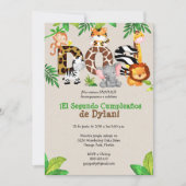 Jungle 2ème anniversaire Invitations de fête - Esp (Devant)