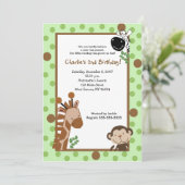 JUNGLE ADVENTURE 5x7 Green Birthday Invitation (Debout devant)