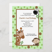 JUNGLE ADVENTURE 5x7 Green Birthday Invitation (Devant / Derrière)