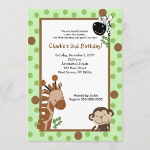 JUNGLE ADVENTURE 5x7 Green Birthday Invitation