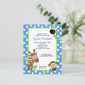 JUNGLE ADVENTURE BLUE 4x5 Baby Shower Invitations (Debout devant)