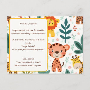 Jungle Adventure thema verjaardagsfeestje Briefkaart