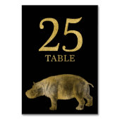 Jungle African Animal Hippo Numéro de table Carte  (Dos)