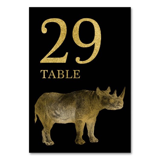 Jungle African Animal Rhino Numéro de table Carte  (Par défaut)