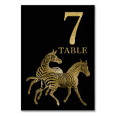 Jungle African Animal Zebra Numéro de table Carte  (Dos)