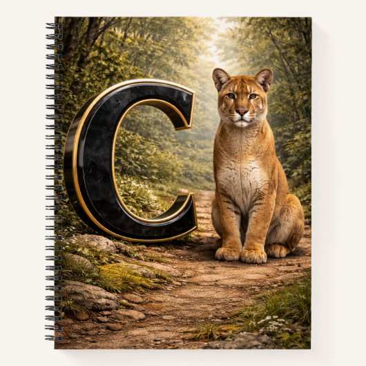 Jungle Alphabet Letter C Cougar Education Notebook Notitieboek (Voorkant)