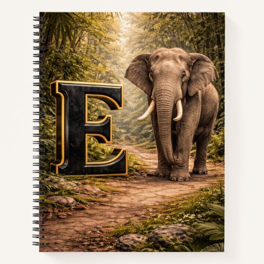Jungle Alphabet Letter E Elephant Education Notebo Notitieboek (Voorkant)