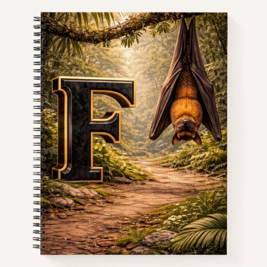 Jungle Alphabet Letter F Fruit Bat Educational  Notitieboek (Voorkant)