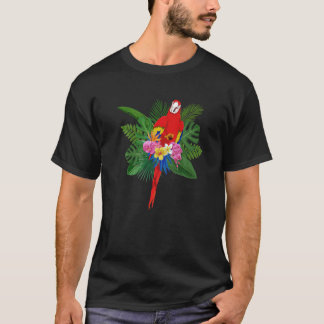 Jungle Animal Bird Flowers Tropical Macaw Parrot T-shirt