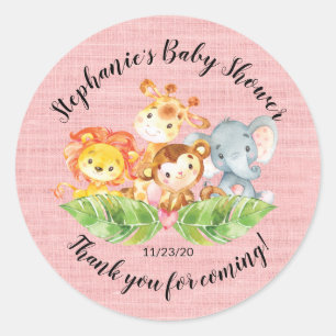 Jungle Animal Girls Baby shower Favoriser Sticker