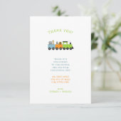 JUNGLE ANIMAL TRAIN baby shower merci note (Debout devant)