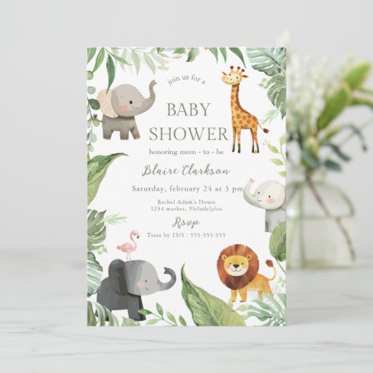 Jungle Animals Baby Shower Invitation (Debout devant)