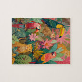 Jungle Animals Puzzle – Leopard and Tropical Birds Legpuzzel (Horizontaal)