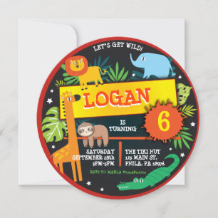 JUNGLE ANIMALS SAFARI Anniversaire Fête Invitation