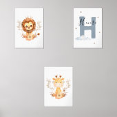 Jungle Animals Safari Baby Animals Nursery Muurkunst Sets (Voorkant)