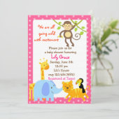 Jungle Animals Safari Bébé Invitation à la douche (Debout devant)