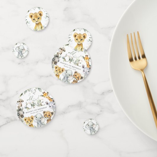 Jungle Animals, Safari, Wild One, First Birthday Confetti (Groep)