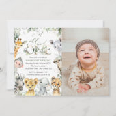 Jungle Animals, Safari, Wild One, First Birthday Kaart (Voorkant)