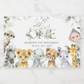 Jungle Animals, Safari, Wild One, First Birthday Sparkling Wijnetiket (Enkel label)