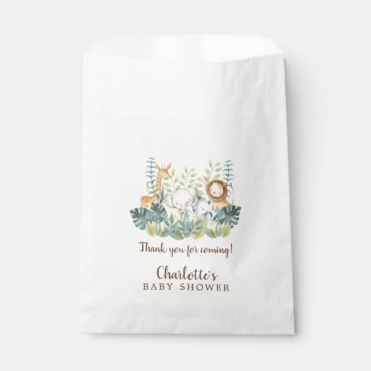 Jungle Animaux Baby shower Favoriser les sacs (Devant)